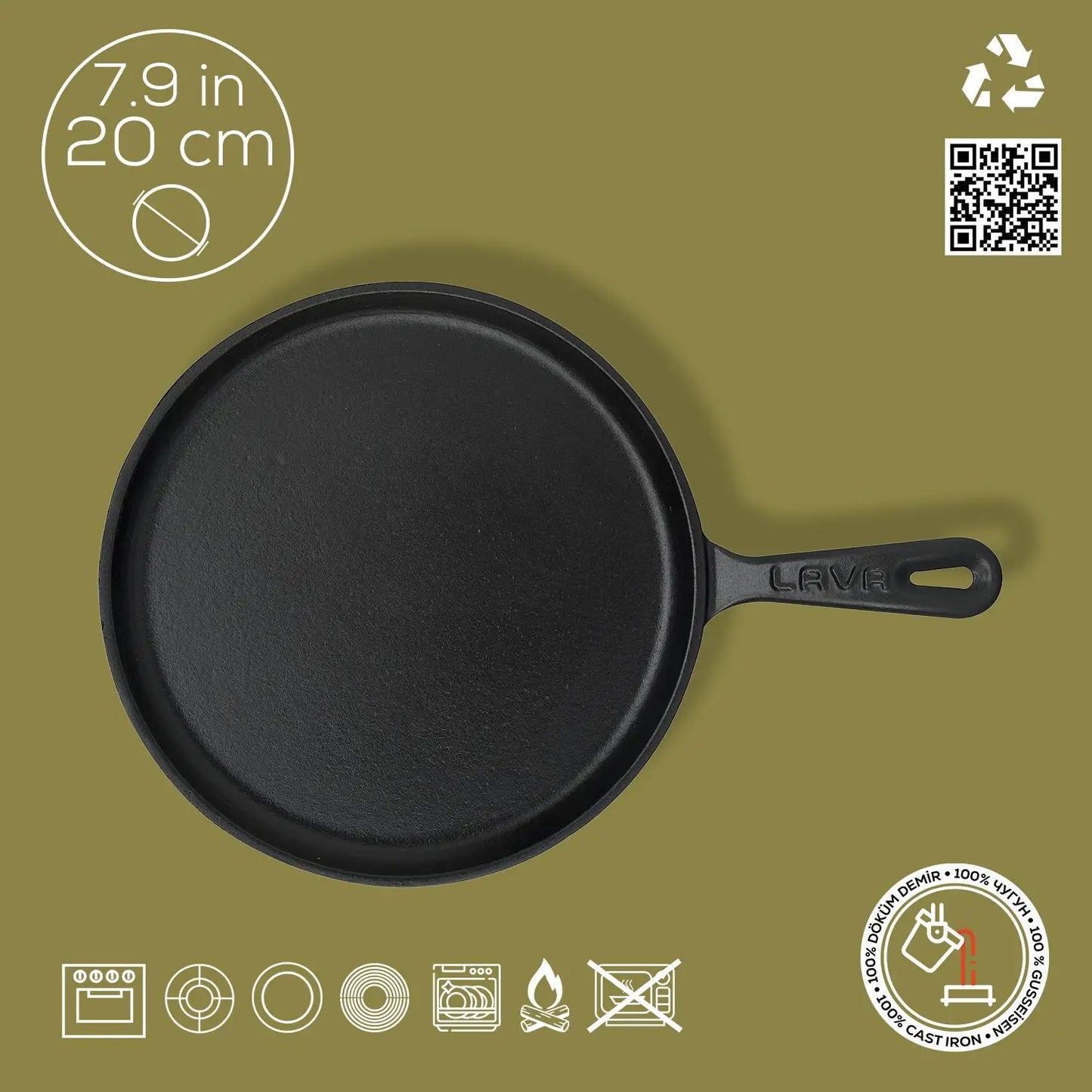 Litoželezna ponev za palačinke - 20 cm črna LAVA
