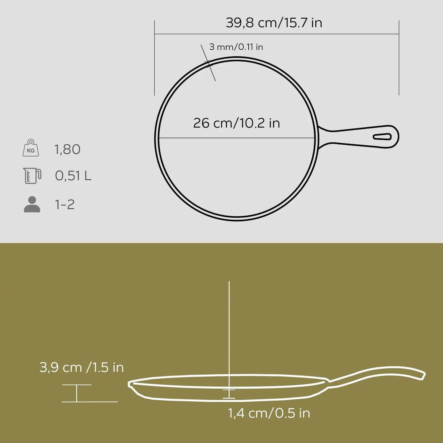 Litoželezna ponev za palačinke 26 cm črna LAVA