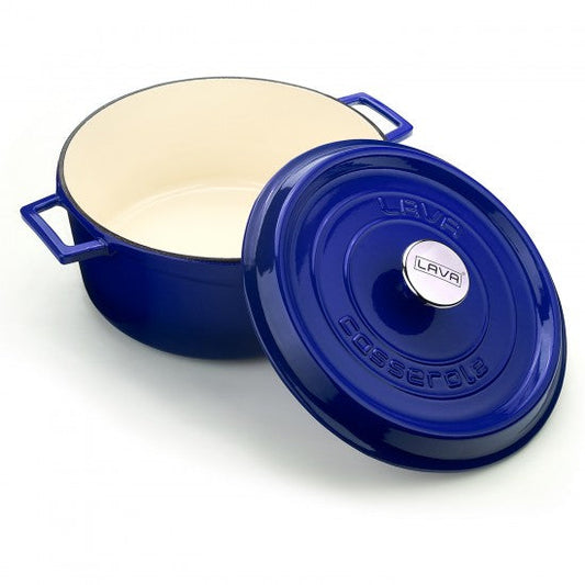 Litoželezna posoda - lonec 28 cm - Bel emajl modra LAVA