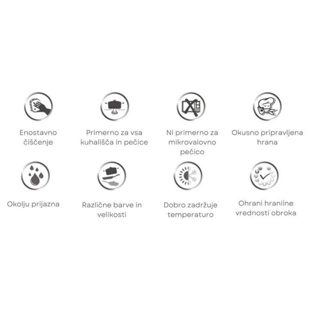 Litoželezna žar ponev s pokrovom in ročajema - 30 cm črna LAVA