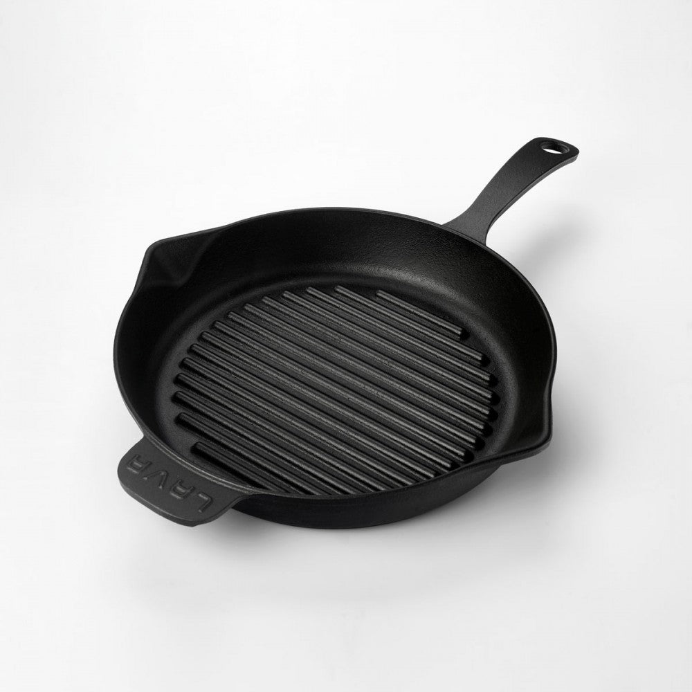 Litoželezna žar ponev z ročajem - 28 cm črna LAVA