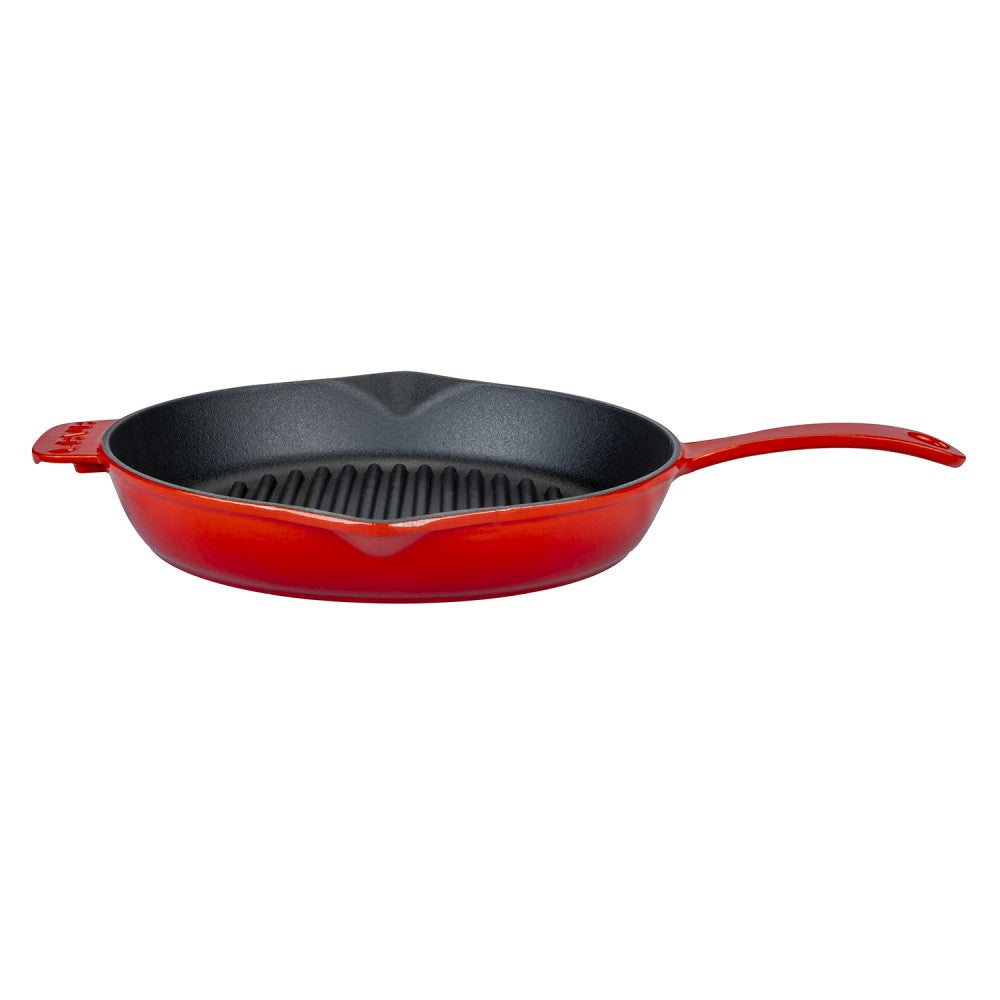 Litoželezna žar ponev z ročajem - 28 cm rdeča LAVA