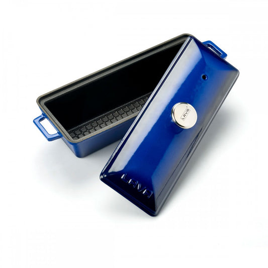 Podolgovat litoželezen pekač za kruh s pokrovom moder LAVA