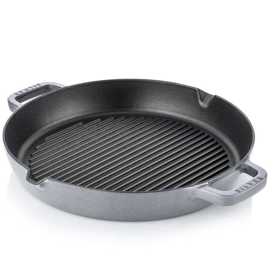 Litoželezna žar ponev - 30 cm SILVER Siva SILVER