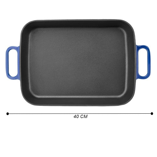 Globok litoželezen pekač 22x30 cm Temno moder SILVER