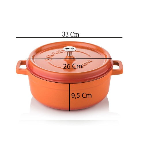Litoželezna posoda - lonec 26 cm SILVER SMART Oranžna SILVER