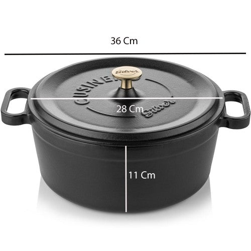 Litoželezna posoda - lonec 28 cm SILVER CUSINERO Črna SILVER