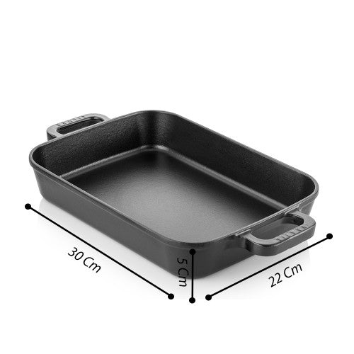 Globok litoželezen pekač 22x30 cm Črn SILVER