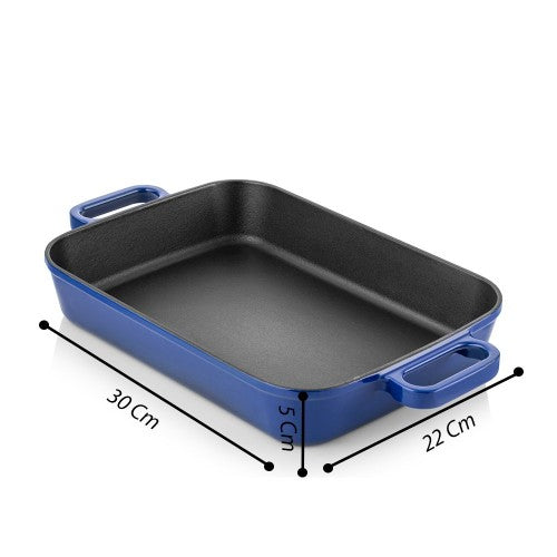 Globok litoželezen pekač 22x30 cm Temno moder SILVER