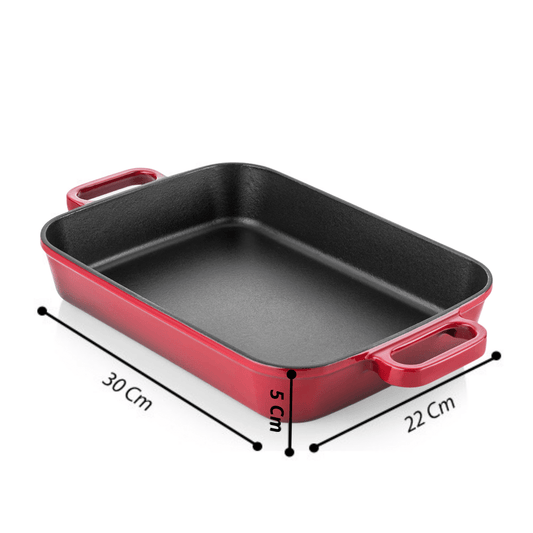 Globok litoželezen pekač 22x30 cm Rdeč SILVER