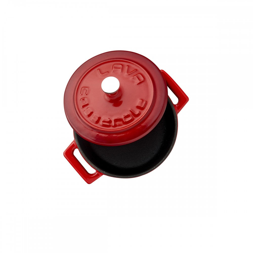 Litoželezna posoda - lonec 10 cm rdeča LAVA