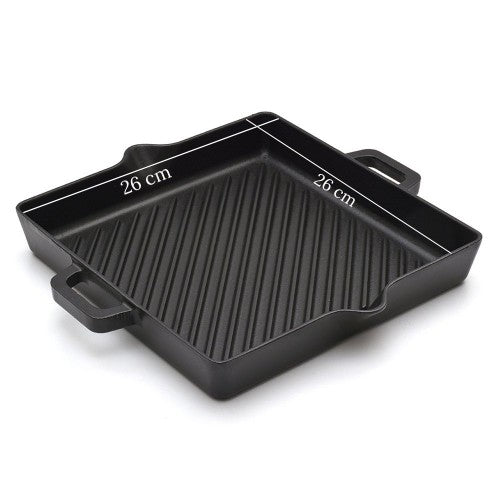 Litoželezen žar pekač 26x26 cm Črn SILVER